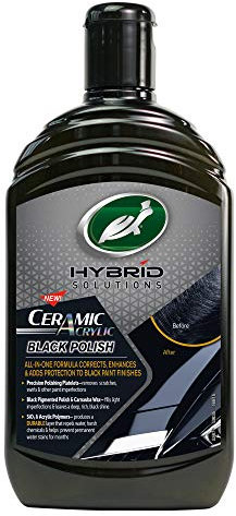 Turtle Wax Hybrid Solutions Ceramic Acrylic Black Car Polish and Wax, 500ml, Pack of 1, Developed for Black Vehicles, Car Scratch Remover, Offering Deep Shine, Enhanced Protection and Water Beading