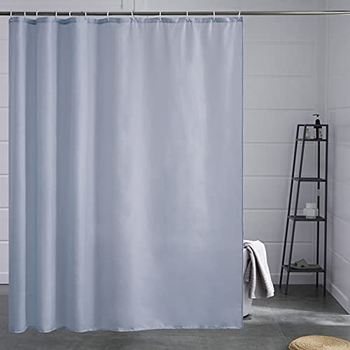 Furlinic Duschvorhang Überlänge Badvorhang Anti-schimmel Textil für Badewanne und Dusche Vorhang aus Stoff Antibakteriell Waschbar mit 12 Duschringen Grau Blau Extra Groß 200x200cm.