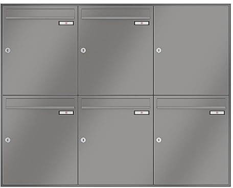 RENZ/Schattenfuge / 5er Unterputz-Briefkastenanlage Einbau-Briefkasten/RAL-Farbe 9007 Volumen 23 L/Dein-Briefkasten.de