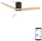 CREATE / WINDCALM M/Deckenventilator ABS Schwarz mit Beleuchtung Hellesholzflügel-Optik mit WLAN und Fernbedienung / 40W, Leise, Ø132cm, Timer von 1 bis 4 Std, Sommer-Winterbetrieb