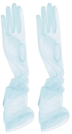ZUYPSK Braut Vollfinger Lange Handschuhe Hochzeit Arm Stulpen Brautstulpen aus Transparent Tüll Ball Accessoires elegante Party Cocktail (Hellblau, Einheitsgröße)