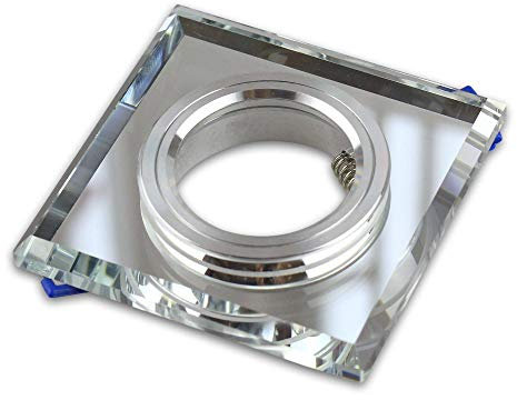 10x Einbaustrahler Rahmen transparent - eckig aus Glas flach - Einbaurahmen für GU10 MR16 Leuchtmittel - Ø60-70mm Bohrloch Einbau-Spot Strahler Einbauleuchte