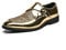 comfortlying Schuhe Kleid Oxford for Männer Slip auf Mönch Strap Schürze Zehen Glänzende Schuhe Pu. Lederschlüsselbeständige Gummi-Sohle-Block-Ferse-Arbeit (Color : Gold, Size : 43 EU)