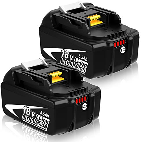 Moticett 2 pièces BL1860B Remplacement pour Makita 18V 5.5Ah Batterie Compatible pour Makita Batterie BL1860B BL1850B BL1840B BL1830B BL1820 BL1815 BL1825 BL1835 BL1845 194205-3 194309-1 LXT-400