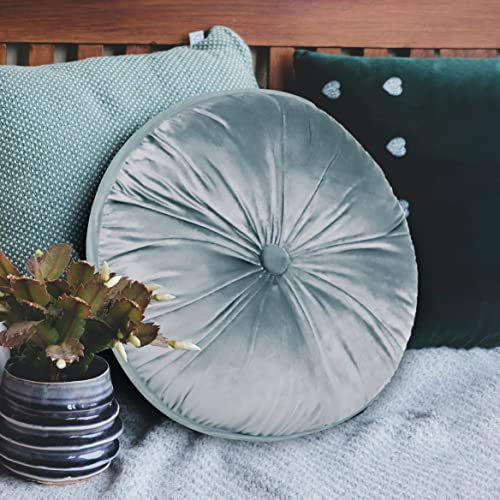 Johnear Runde Kürbis Kissen 30cm Samt Plissen Stuhlkissen Bodenkissen Sitzauflagen, Teppichstuhl Zierkissen Home Plissiertes Sitzkissen für Couch Zuhause, Sofa, Bett, Stuhl, Auto Dekoration Grau