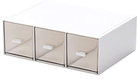 Desktop Drawer Organizer, Stackable Storage Drawers, Plastic White Desk Organizers Great for Office School Home - Large 3 Drawers (White)