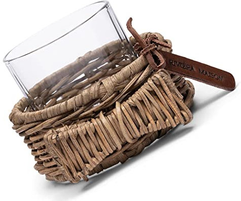 Rustic Rattan Colonia Bow Votive - Teelichthalter Rattan - Kerzenständer - Glas, Rattan - Natürlich - (ØxH) 14x10