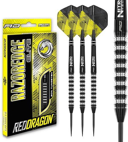 RED DRAGON Razor Edge Elite 22 Gramm Premium Tungsten Darts Set mit Flights und Stielen