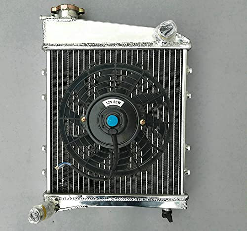 FSMOTO 2 ROW 40MM Aluminum Radiator + 9 FAN For Aus-tin Ro-ver Mini Cooper GT & Morris 1967-1991 MT 850 1000 1100 1275