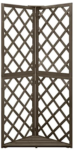 Yolola Graticcio Angolare, Fioriera da Giardino con Graticcio, Fioriera Grigliato, Fioriere da Esterno, Letto Rialzato, Grigio 50x50x145 cm Legno Massello di Abete