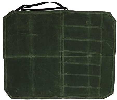 TYTOGE Messeraufbewahrungstaschen, Messertasche aus Gewachstem Segeltuch, 7 Taschen, Professionelle Faltbare Kochmesser-Rolltasche Camping-Grill(Grün)