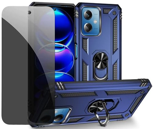 CLYDITE Funda para Xiaomi Redmi Note 12 /Poco x5 5G Carcasa Azul con Protector de Pantalla de Privacidad, Anti Espía Cristal Templado