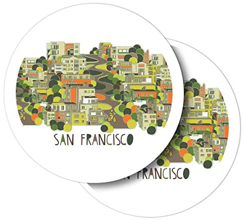 Vinyl-Aufkleber, rund, 10 cm, San Francisco, USA, Amerika, Sehenswürdigkeiten für Laptops, Tablets, Gepäck, Scrapbooking, Kühlschränke #58682