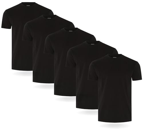 FM London 3/5-Pack Mens T Shirt - Premium Weight T-Shirts with Lightly Fitted Design - Super Soft T-Shirt Made with 100% Cotton - Stretch Men's T-Shirts for any Occasion - Durable Comfort Fit