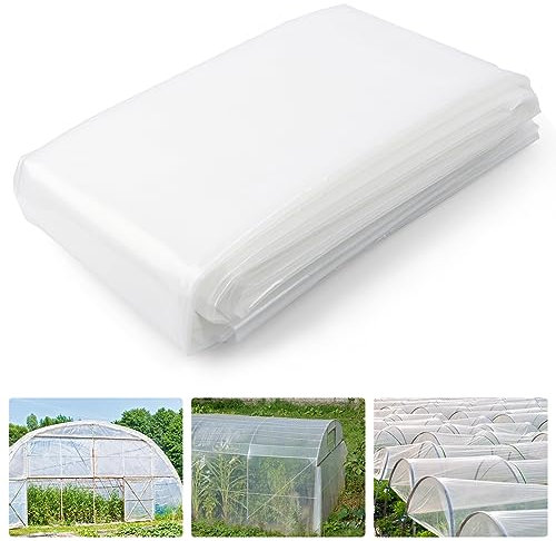 hannger Lámina de plástico para invernadero, 20 x 30 pies, 6 mm, cubierta de plástico resistente a los rayos UV, película transparente para invernadero para granja, jardín, guardería, Henhouse