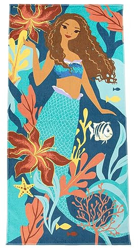 Jay Franco Disney The Little Mermaid Live Action Deep Sea Adventures Kinder-Badetuch, Pool, Strandtuch, super weich und saugfähig, 100 % Baumwolle, mit Arielle, Maße: 71 x 147 cm