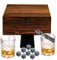binsakao Whiskey Glass Set of 2 - Bourbon Stones Gift for Men Includes Crystal Whisky Rocks Glasses, Chilling Stones, Scotch Glasses in Wooden Box Wisky Burbon Retirement Gifts