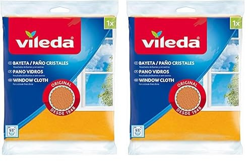 Vileda - Bayeta para Cristales con 30% microfibras (Paquete de 2)