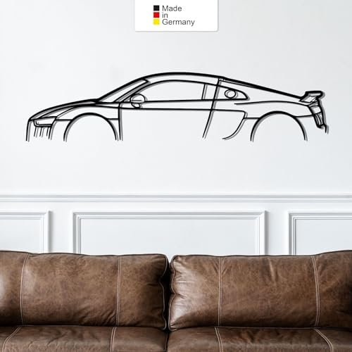 for AUDI R8 MK2, Metall Wandbild, Wanddeko, Auto Silhouette, Metal Car Wall Art (Größe: 137 cm (54))