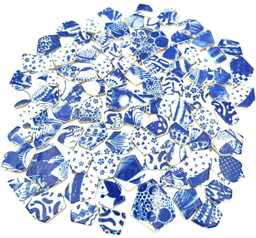 500 g Porzellan-Keramik-Mosaikfliesen, gebrochene unregelmäßige Mosaikfliesen für Heimwerker, Boden, Küche, Pool, Blumentöpfe, Mosaikherstellung (Porzellan 02)