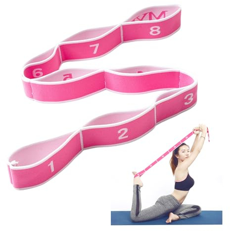1 bande élastique pour le sport, accessoires de gymnastique, ceinture de yoga pour étirement, équipement de fitness, bande élastique extensible, ceinture auxiliaire extensible (rose rose)