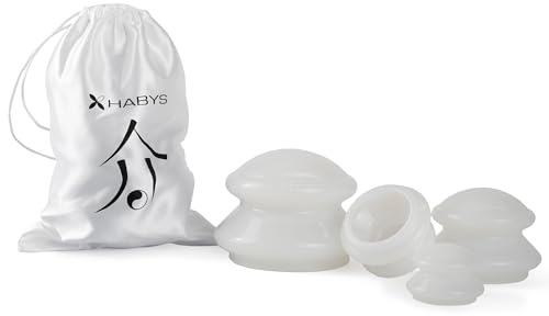 Habys Silikon Schröpfgläser Schröpfköpfe | Saugglocke Massagegerät | Anti Cellulite Schröpfset Cuppin Set | 4 Stück (Weiß)