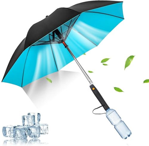 Paraguas con bloqueo ultravioleta con ventilador y rociador de niebla, paraguas multifunción con ventilador y señor, paraguas recargable por USB, paraguas refrescante con ventilador, para pesca, golf