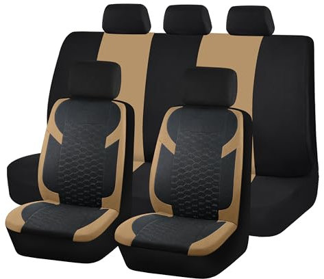 RCVICTY 9pcs Autositzbezug,kompatibel mit Renault Twingo,Sitzbezüge,3-Beige