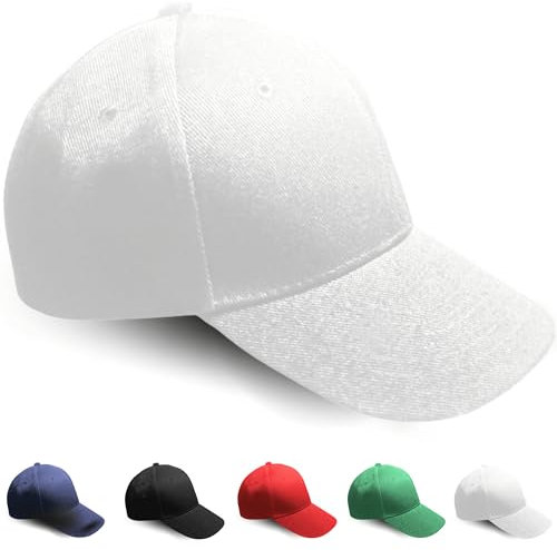 Fersora Cap Weiß, Kappe Herren, Cap Damen, Basecap Herren Weiß, Kappe Damen. Atmungsaktive und verstellbare Baseballcap für Sport, Runnig, Golf Basecap Unisex. Schützt vor Sonne und Regen. One Size.