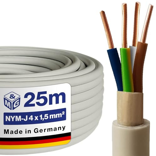 M&G Techno NYM-J 4x1,5 mm² Mantelleitung, 25m Feuchtraum Elektrokabel Grau