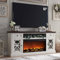 Highboy Meuble TV avec cheminée électrique de 91,4 cm pour téléviseurs de 80, centre de divertissement de 78,7 cm de haut avec tiroir et porte panneau diamant, console multimédia Highboy pour salon,