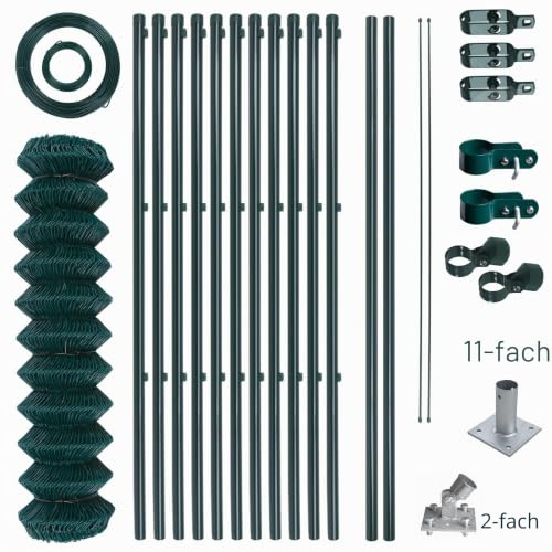 ESTEXO Gartenzaunset Gartenzaun Zaunset Maschendraht Set Aufschraubhülsen Komplett-Set Maschendraht-Zaunset (1,0 x 25 m)