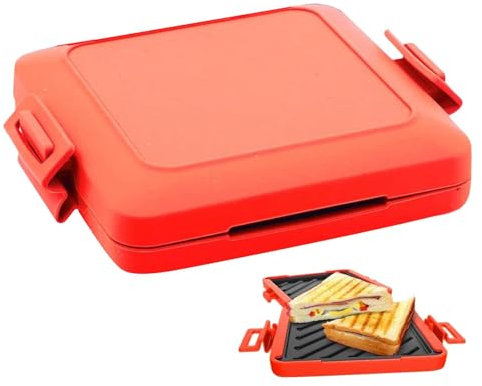 Tostadora para Microondas - Sandwichera para Microondas, Tostadora para Microondas Micros Munchy, Tostadora con Correas de Silicona Ajustables, Recubrimiento Antiadherente