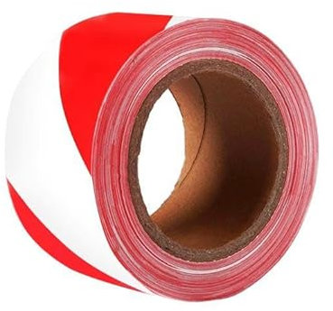 Isupli Red & White Floor Marking Tape 48mm x 33m - Caution Masking Tape, Zinc Oxide Hazard Tape, Carpet Tape for Workplace & Industrial Safety Use