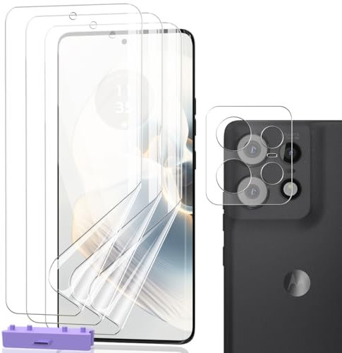 AnnhanT Protector Pantalla para Motorola Edge 50 Pro, Película de TPU Flexible [sin vidrio] 3 Piezas y Cristal Templado de Lente cámara 1 Piezas. HD Claro Motorola Edge 50 Pro Protector