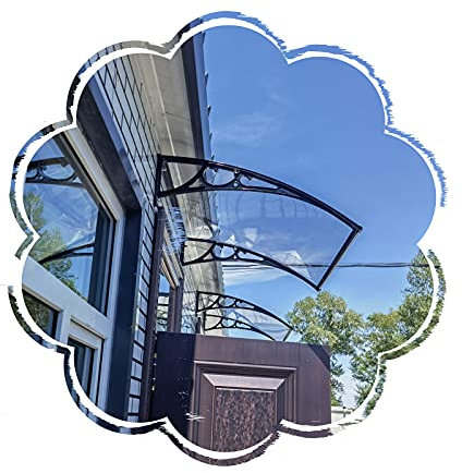 Gebogenes Polycarbonat-Türvordach für Veranda, Garten, Terrasse, 60 x 230 cm, Regenschutz mit selbstreinigendem und leisem Design