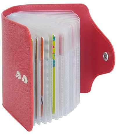 IHIGOGOFA Porta Carte di Credito Pelle per Donna Uomo 40 Slots (Rosso)