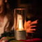 Small Cordless Table Lamp, Rechargeable LED Night Light, Dimmable Battery Operated Bedside Lamp for Bedroom, Living Room, Portable Modern Design with Candlelight for Nightstand, Restaurant, Home Decor