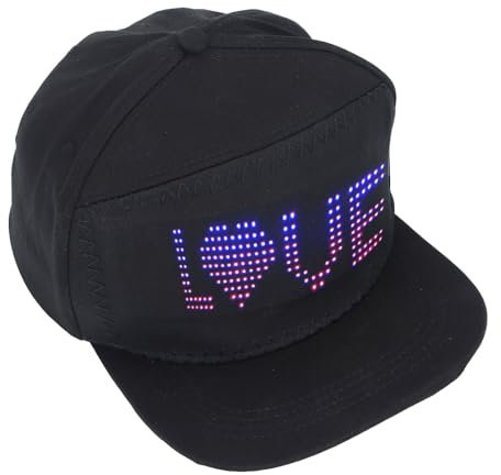 LED-Hüte für Männer und Frauen, Smart Hat, Verstellbare Größe, APP-gesteuerte Anzeigeschilder, Abnehmbarer LED-Bildschirm, Baseballkappe für Hip Hop Street Dance Party, Wandern,