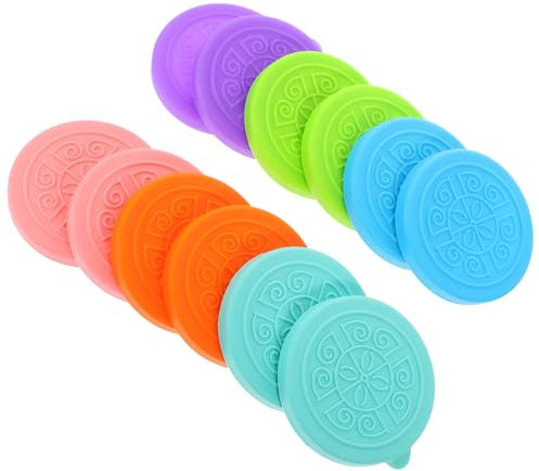 ABOOFAN Lot De 12 Couvercles Ronds Pour Récipients À Yaourt Gobelets À Sauce Réutilisables Couvercles En Silicone Extensibles Colorés Pour Pots De Yaourt Pour Tasses De 5 5 Cm