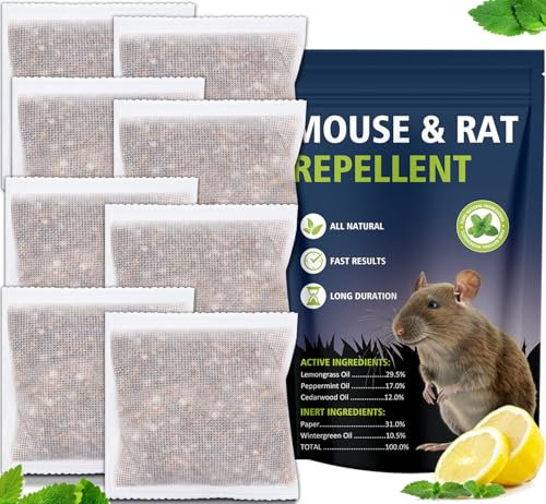 Mouse Repellent, Peppermint Oil Rat Repellent, Mice Repellent, Rodent Repellent Indoors Outdoor, Mouse Rat Deterrent for Home Garden Attic, Safe for Kids & Pets