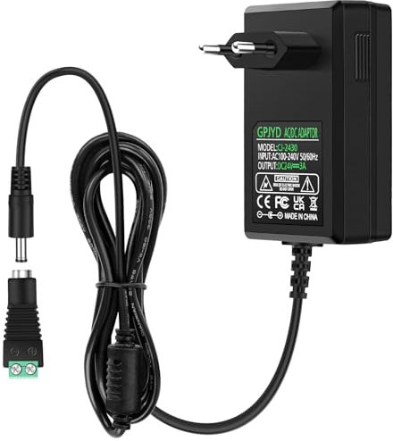 GPJYD 24V Power Supply 72W 3A, AC DC Adapter 100-240v 50/60Hz LED Transformer with DC Connector, LED Power Supply 24V Adapter for 5050 2835 LED Strips