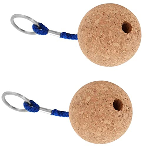 HoveeLuty Schwimmender Korkball-Schlüsselanhänger, schwimmfähig, leicht, 50 mm, Schlüsselanhänger aus Holzball, Wassersportzubehör, 2 Stück, aus Holzball, schwimmende Kork-Schlüsselringe
