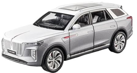 PIPJLCGE Miniature Replica Car Model 1:24 For Hongqi Ehs9 Suv Miniature Car Model Zinc Alloy Metal Simulation Model Collection Ornaments Scale Die-cast Vehicle(Chrome)