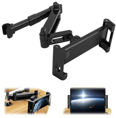 vvag Tablet Holder for Car Headrest,Adjustable iPad Backseat Mount Compatible with iPad Pro, Air, Mini, 4.7-11 Devices,Road Travel Essentials for Kids Accessories (Black)