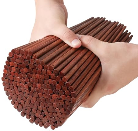 Sbirdbao 100 Pairs Bulk Wooden Chopsticks 9.5 Inches Brown, Reusable Disposable Dishwasher Safe, Chinese & Japanese Style Chop Sticks