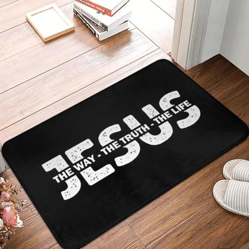 YQZQJEXW Jesus der Weg die Wahrheit das Leben Glaube christlicher Rutschfester Fußmatte Bodenmatte Teppich für Küche Eingang Balkon Fußmatten