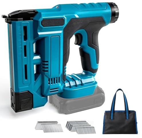Cordless Brad Nailer Compatible with Makita 18V, 2 in 1 Electric Stapler Nailer with 1000 Nails and 1000 Staples, Nail Staple Gun for Carpentry Upholstery (Without Battery)
