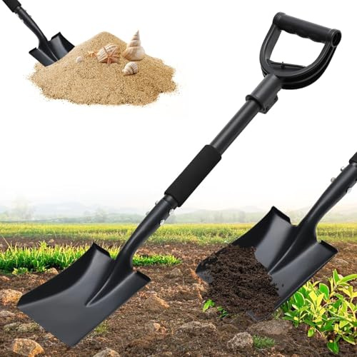 Pala da giardino con manico, 77 cm, robusta vanga per scavare, vanghe da giardino, pala quadrata in metallo per il giardino, grande commercio D, pala da spiaggia, pala da neve per auto