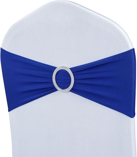 Cosmo Celebrations® 25 Stück Elastische Stuhlschärpen mit Schnalle & Schleife – Spandex Stretch Stuhl-Schleifen für Geburtstag, Hochzeit, Bankett, Party & Event Deko (Blau)